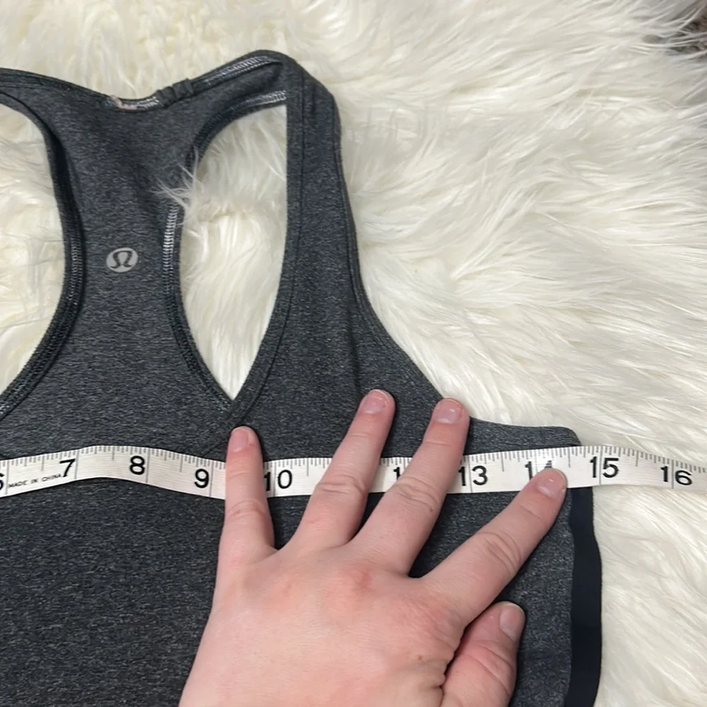 Lululemon Dark Grey With Black Stripes Down Sides Cool Racerback Tank SE